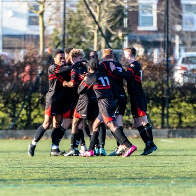 Staffs entire team celebrate a goal against Coventry