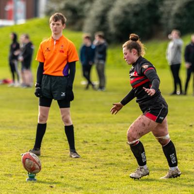 Staffs player gets ready to kick the ball at goal