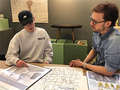 Student receiving portfolio advice