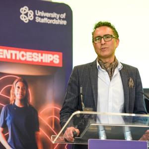 Professor Raheel Nawaz, Pro Vice-Chancellor at University of Staffordshire, at the Apprenticeships Conference in 2025